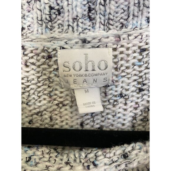 Soho New York & Company Womens Cable Knit Sweater M Long Sleeve Marled Gray - Picture 4 of 7